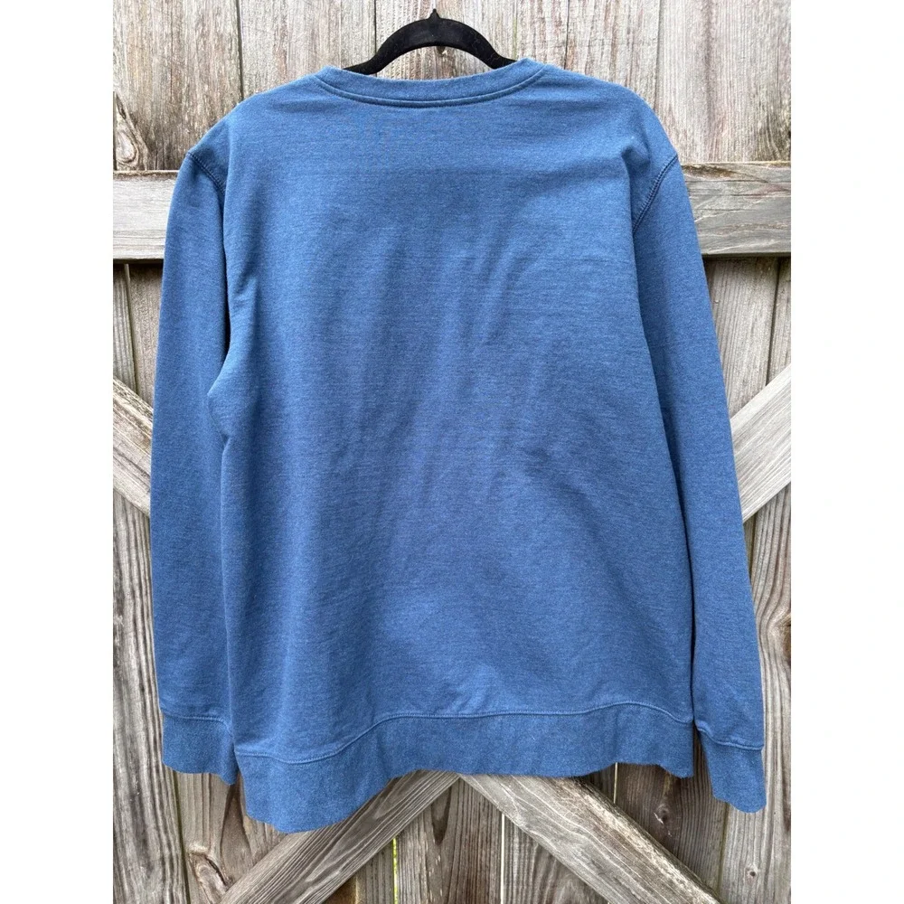 The North Face Mens XL Blue Heathered Crewneck Fleece Sweatshirt Logo Patch